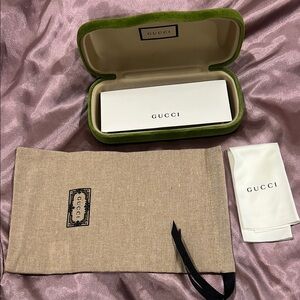 Gucci Green and Beige Eyewear Case Set